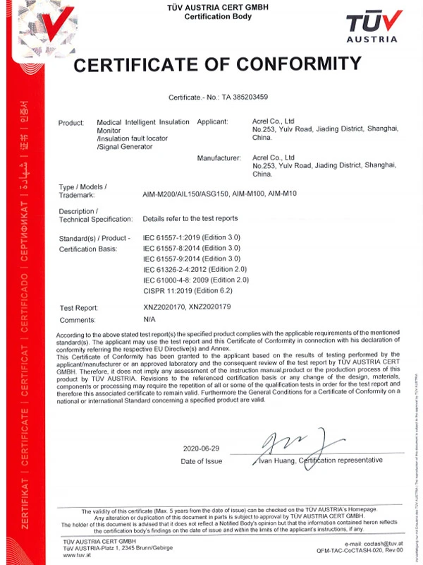 afils ta 385203459 insulation fault locator iec certificate
