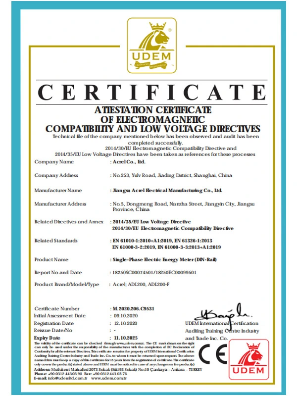 adl200 single phase electric energy meter din rail ce certificate