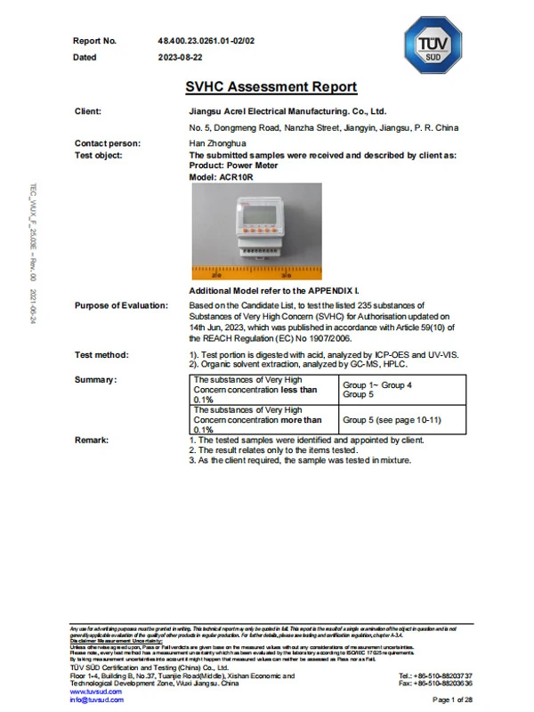 acr10r power meter svhc235 assessment report