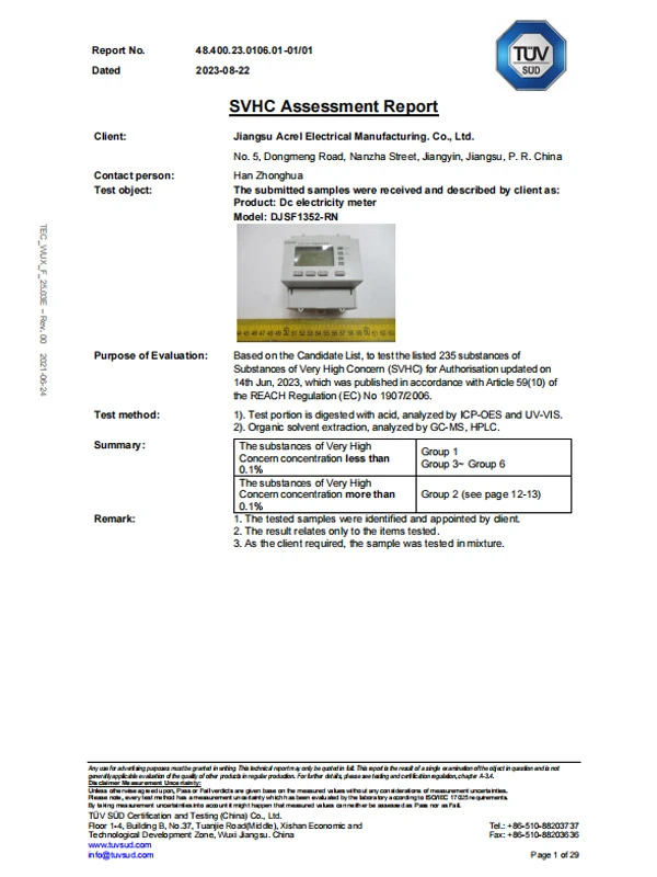 djsf1352 rn dc electricity meter svhc assessment report